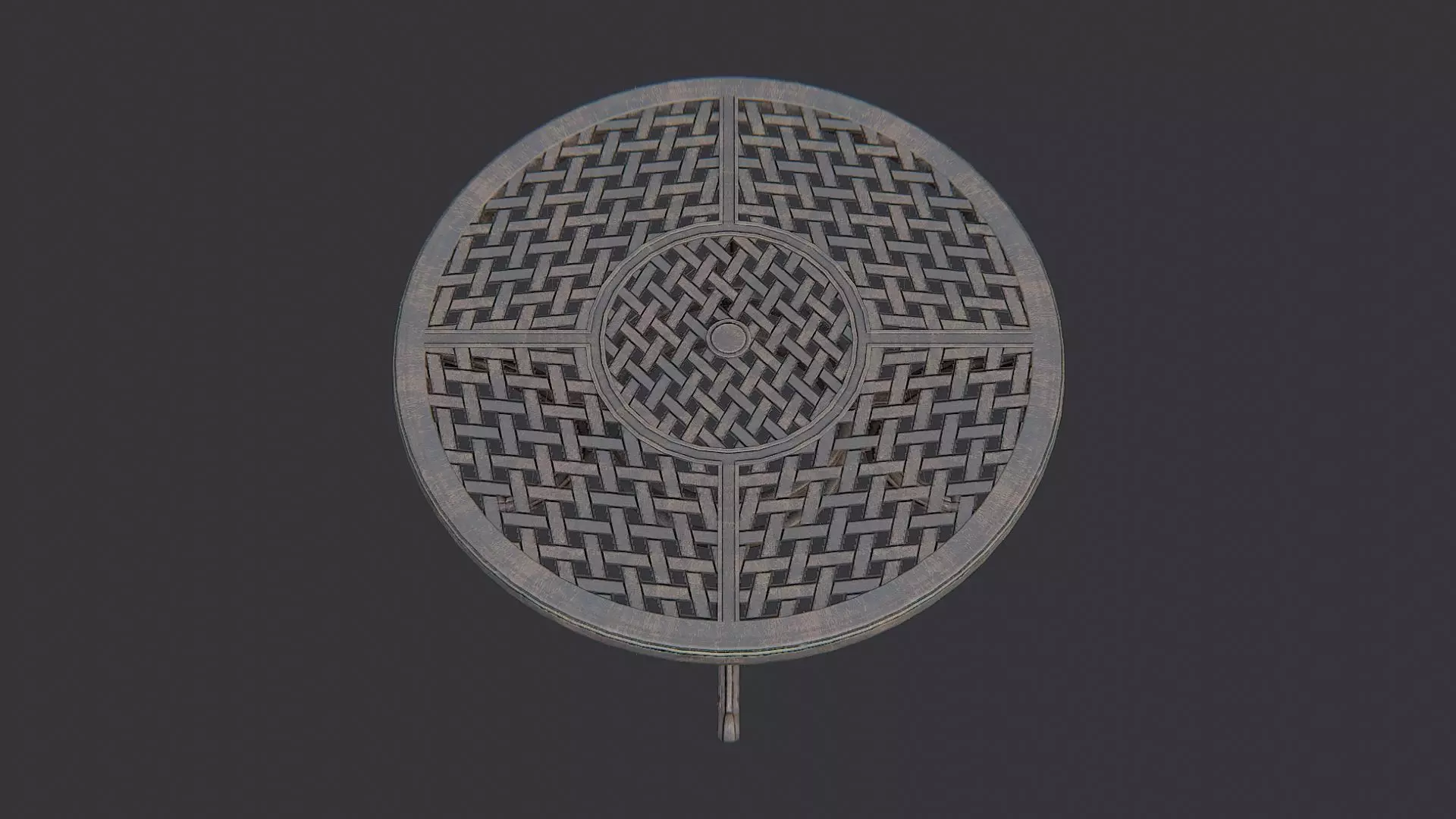 Round patio table with iron legs Low-poly 3D model_4