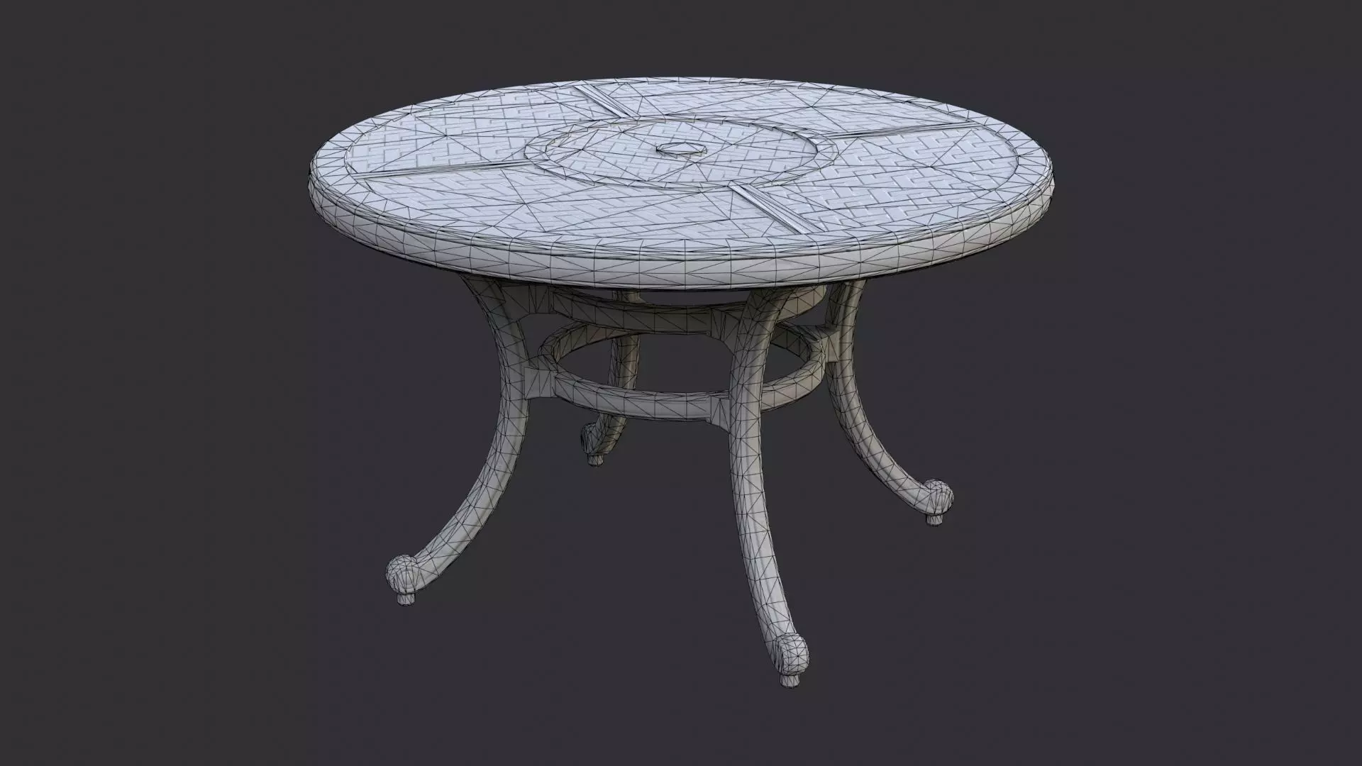 Round patio table with iron legs Low-poly 3D model_7