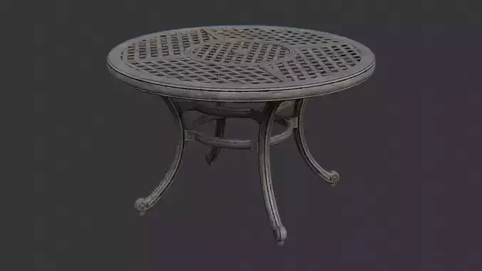 Round patio table with iron legs