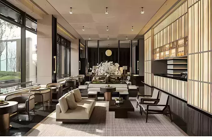 Sales office lobby interior decoration 3D model