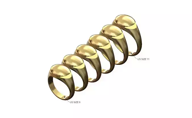 Cabochon carved sides dome top oval signet ring US size 6to11