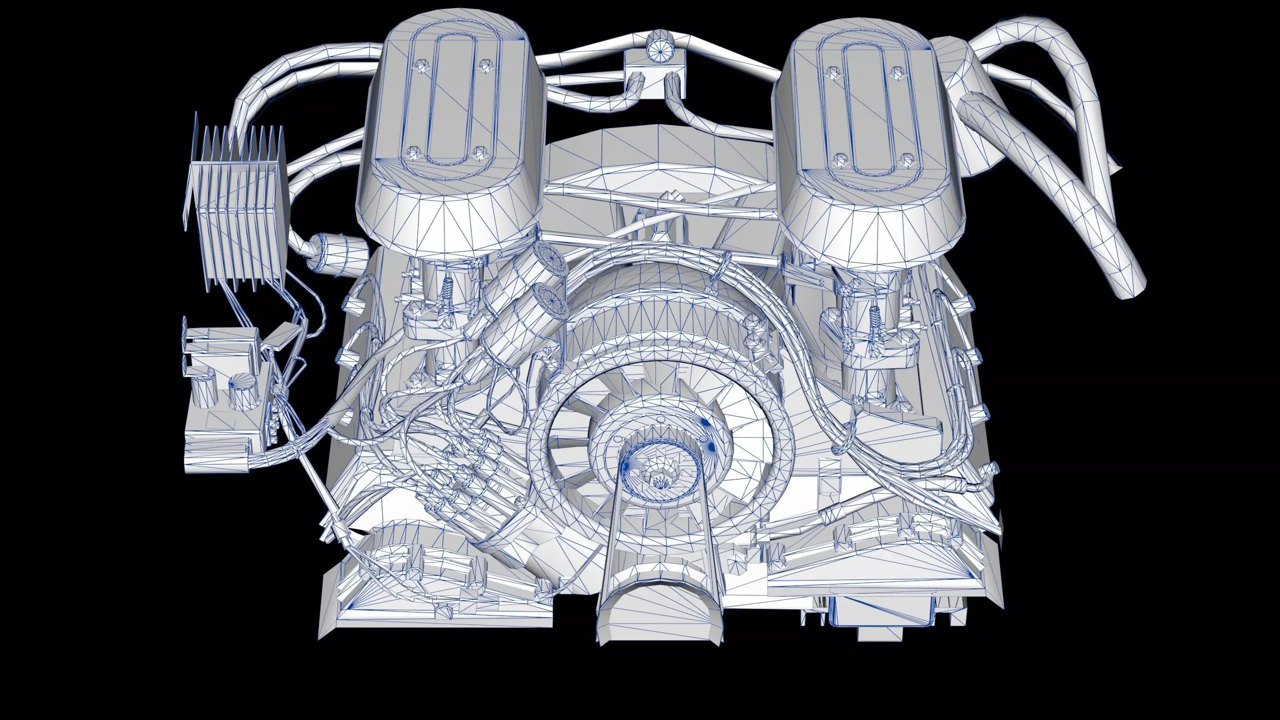 Flat Six Air Cooled Engine Low-poly 3D model_16