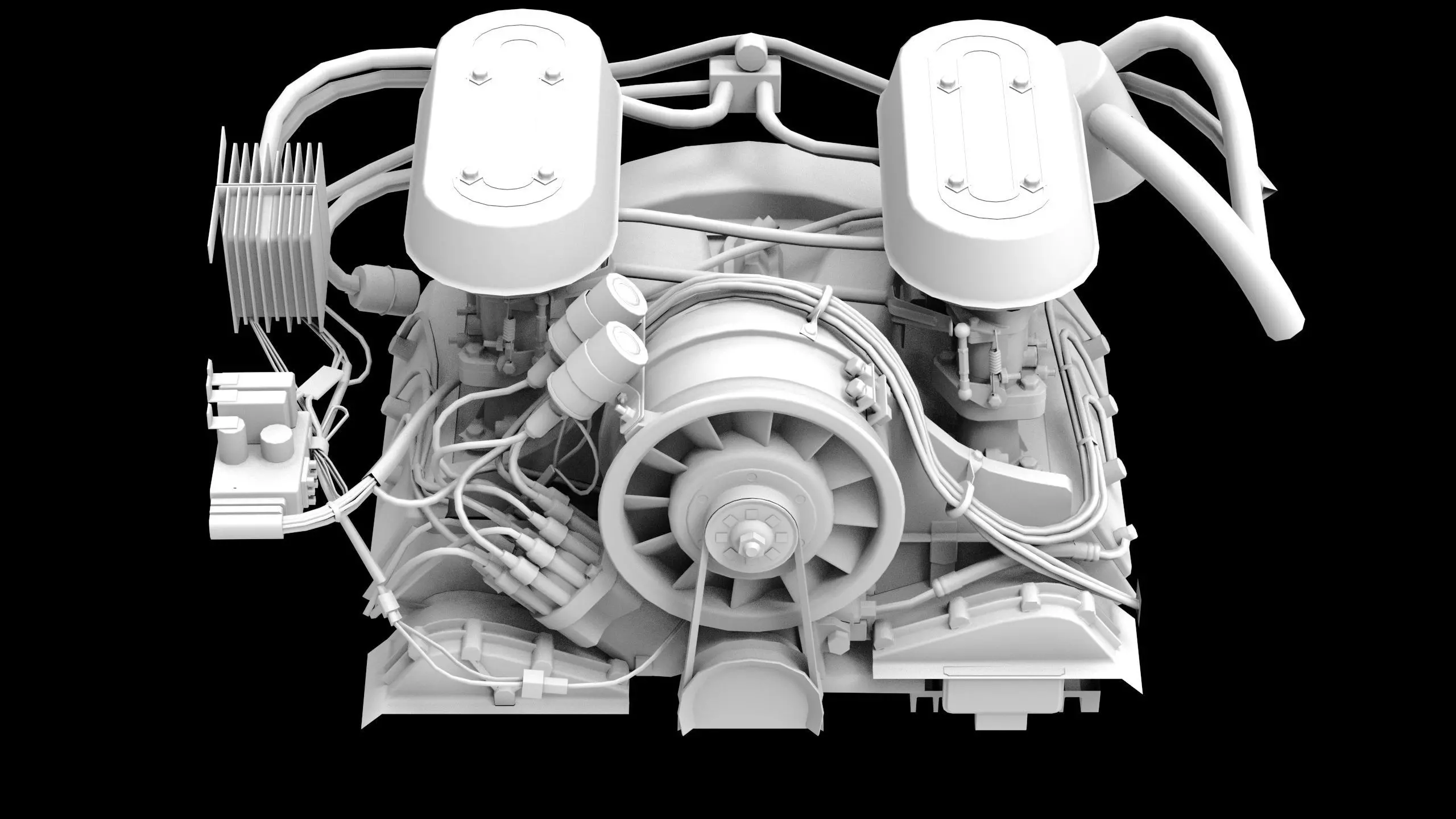 Flat Six Air Cooled Engine Low-poly 3D model_8