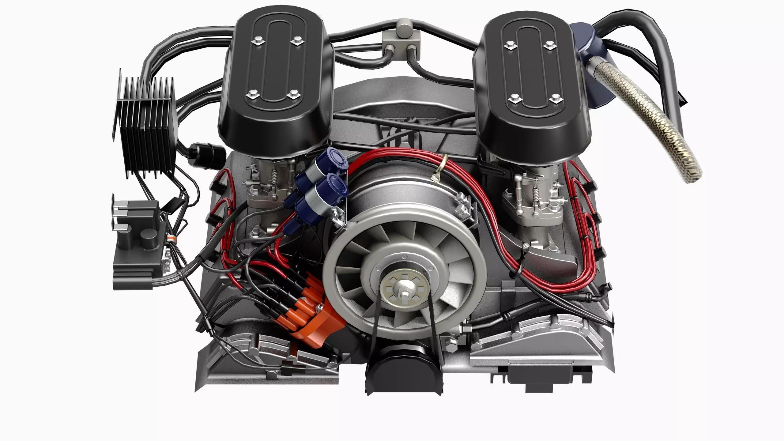 Flat Six Air Cooled Engine Low-poly 3D model_1