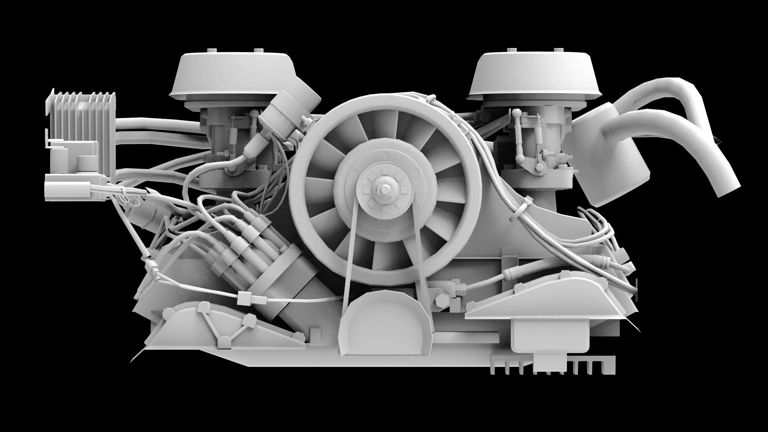 Flat Six Air Cooled Engine Low-poly 3D model_9