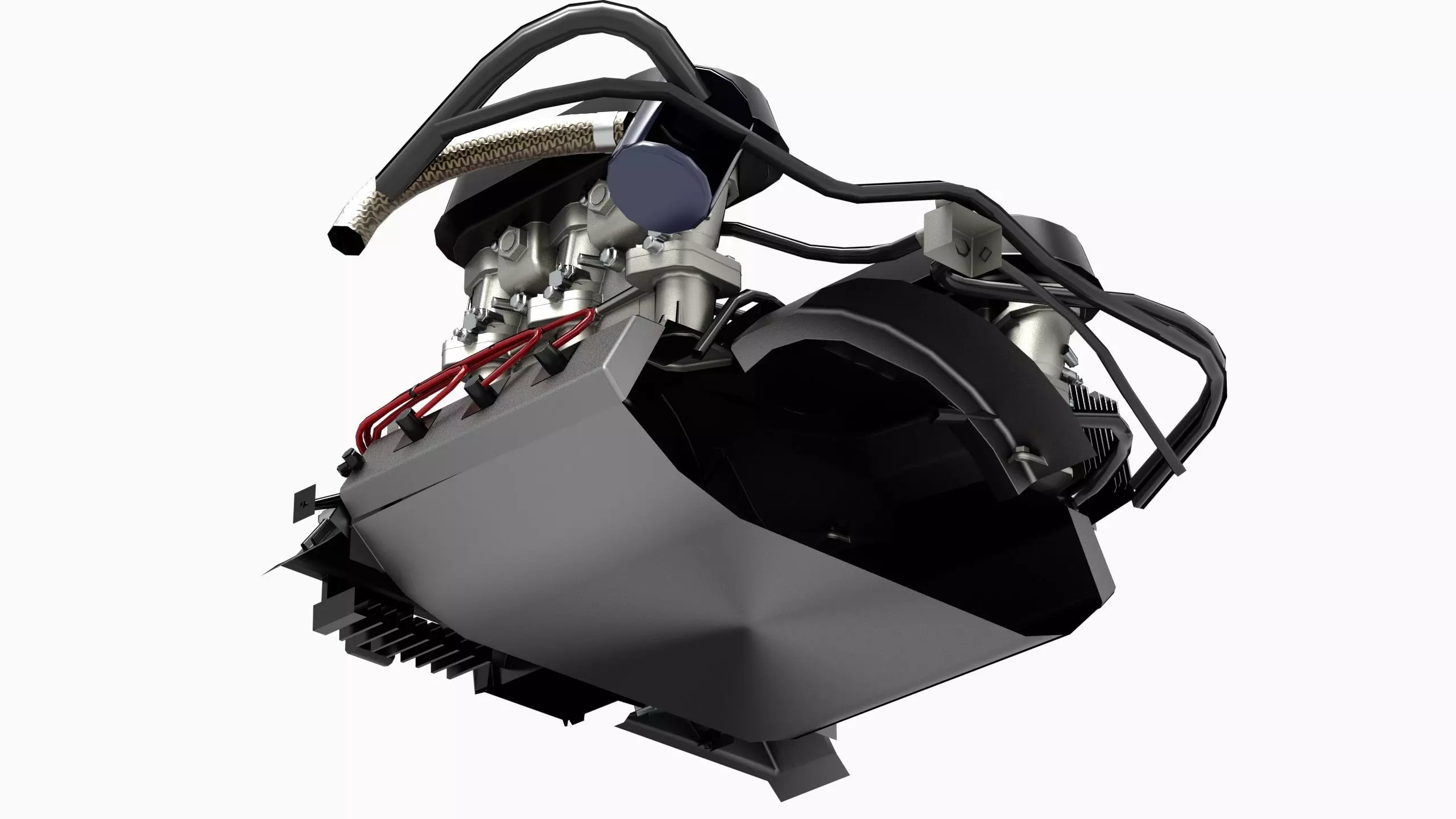 Flat Six Air Cooled Engine Low-poly 3D model_6