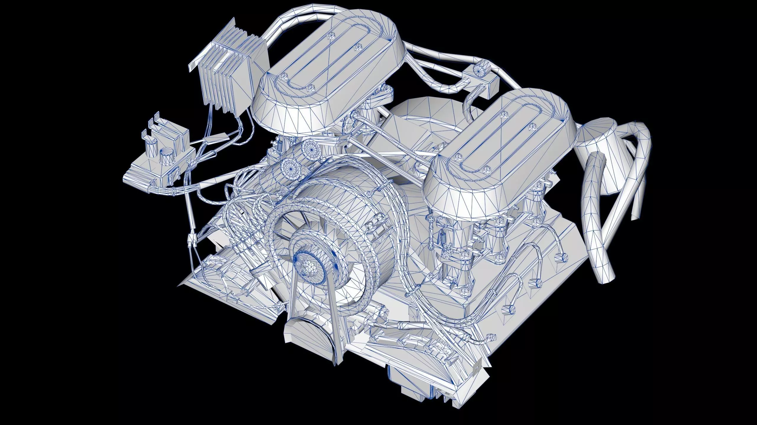 Flat Six Air Cooled Engine Low-poly 3D model_15