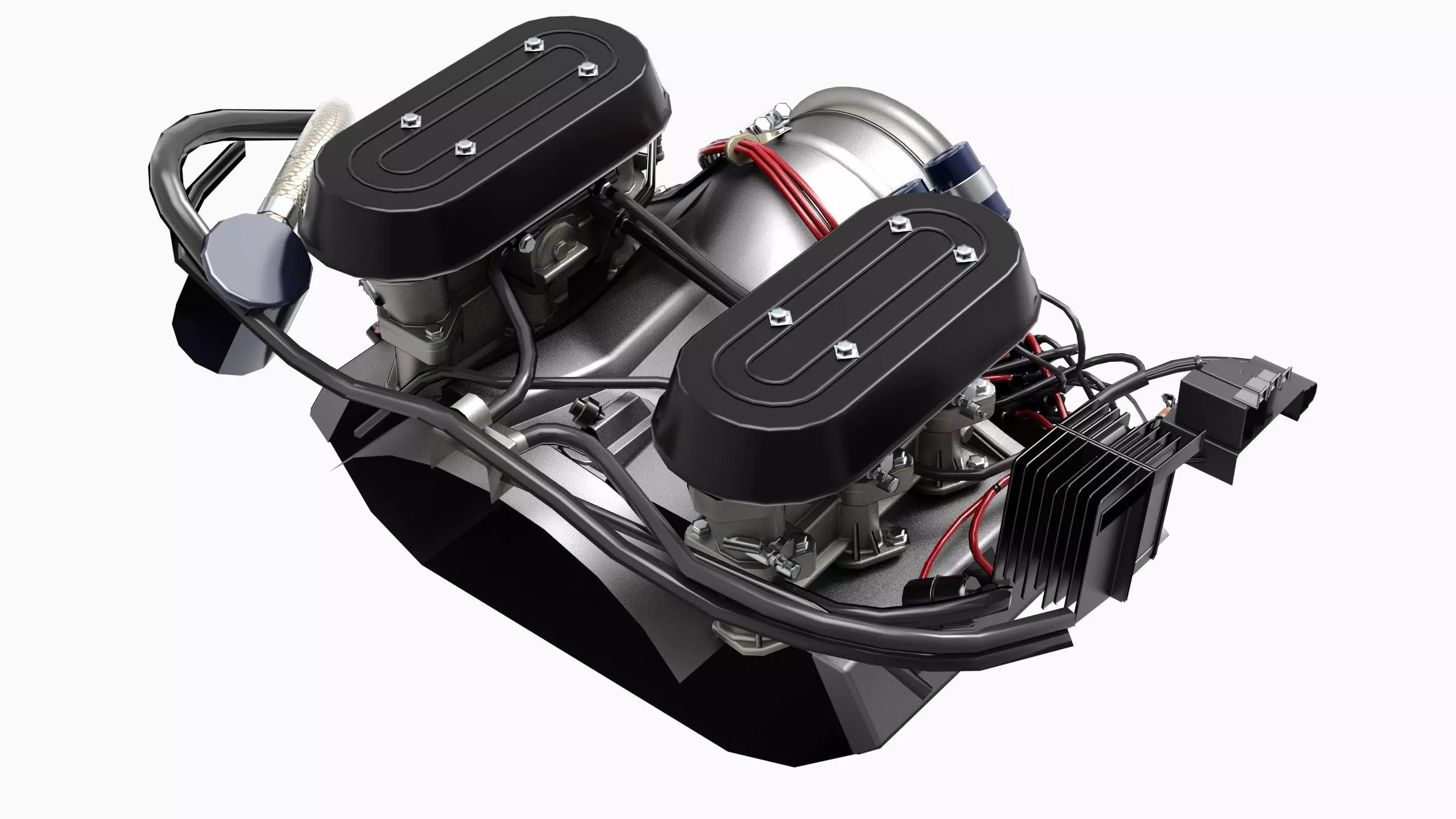 Flat Six Air Cooled Engine Low-poly 3D model_3