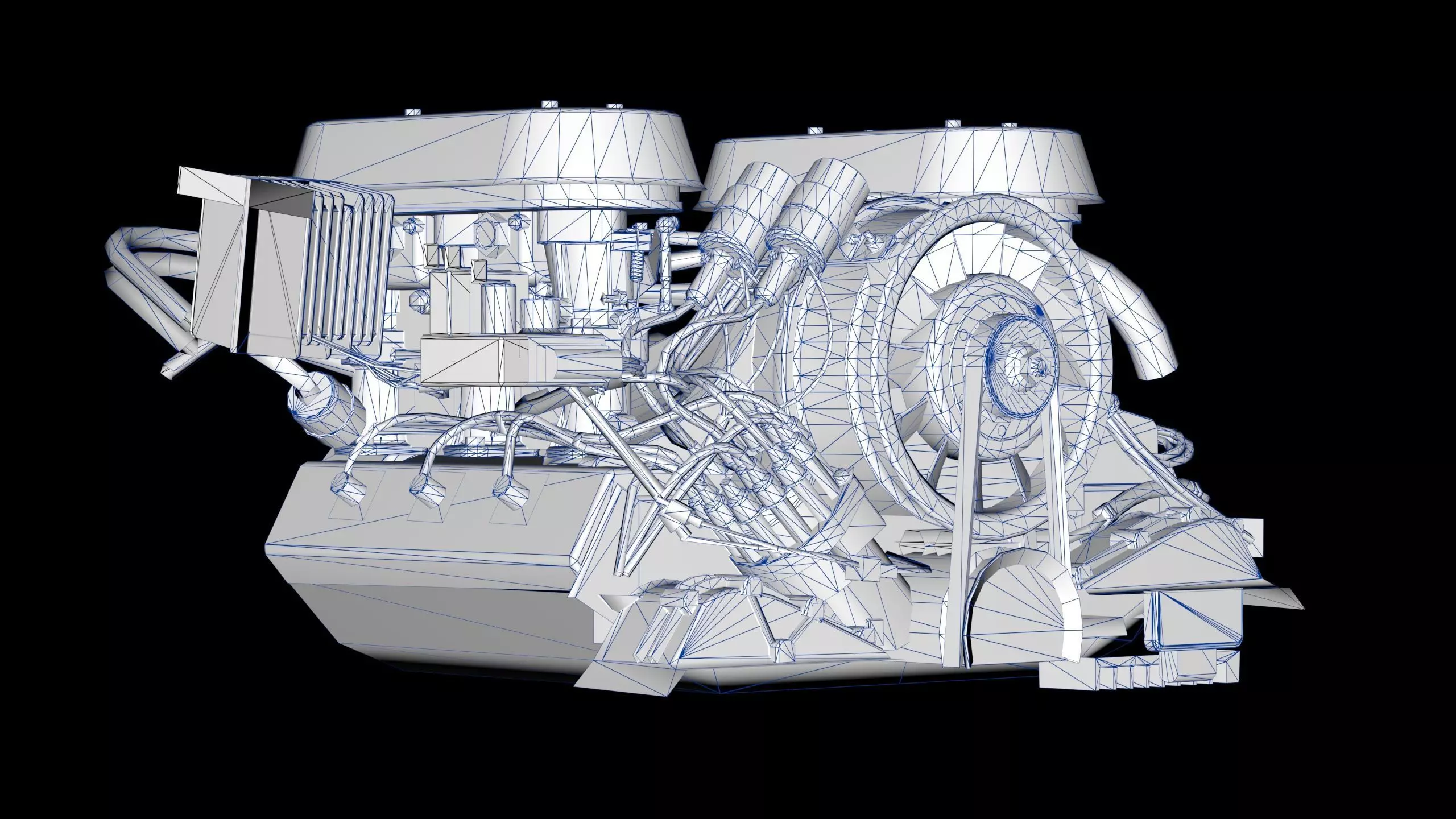 Flat Six Air Cooled Engine Low-poly 3D model_19