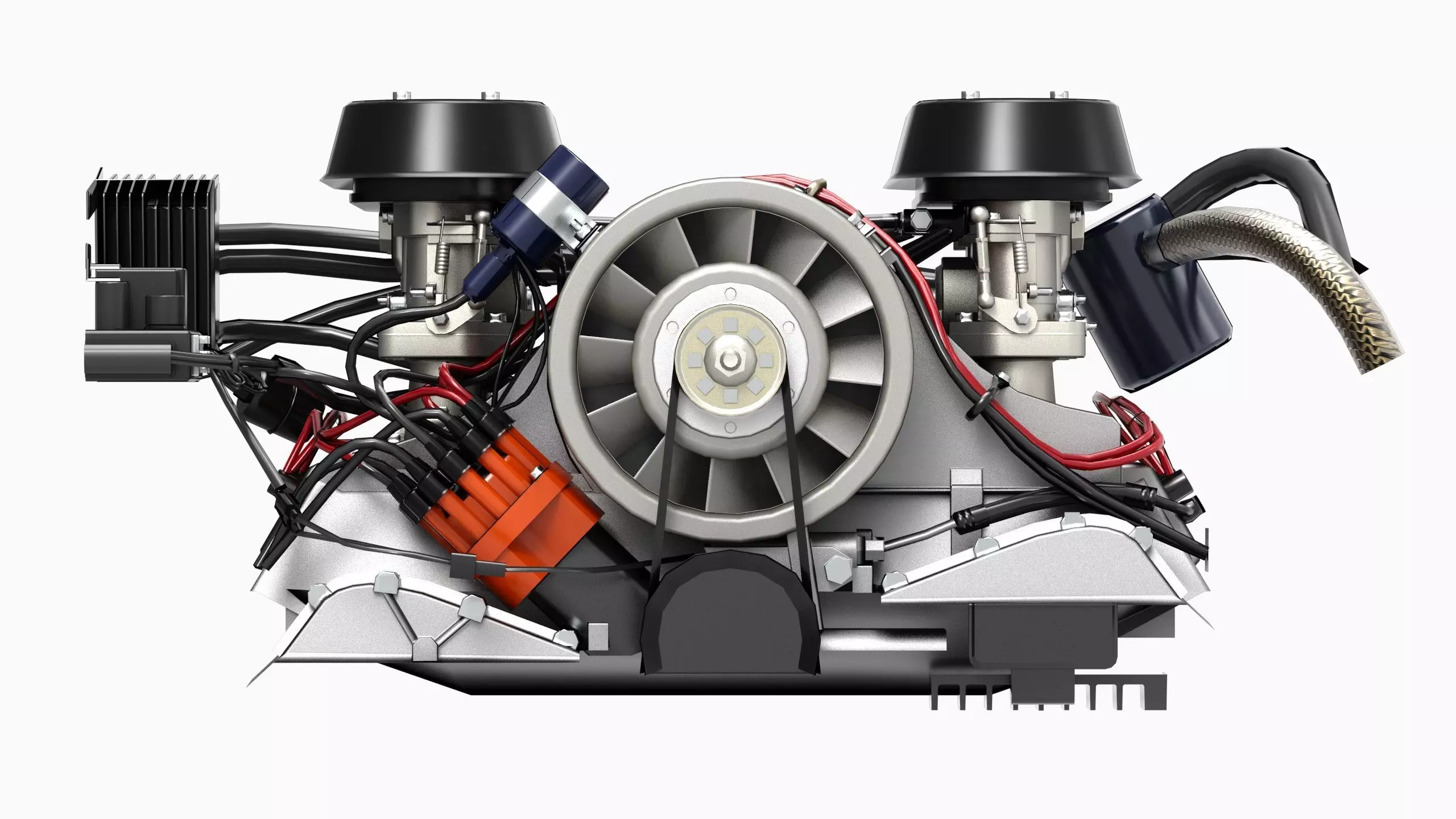 Flat Six Air Cooled Engine Low-poly 3D model_2