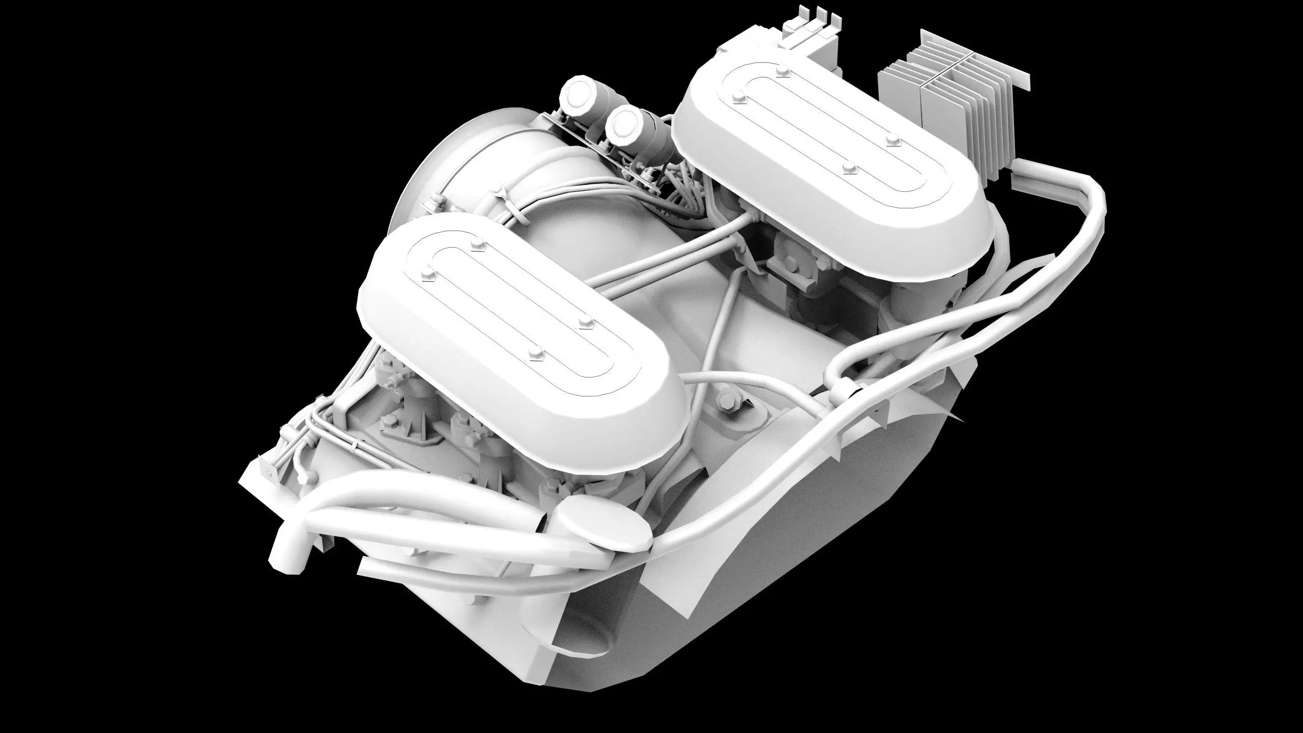 Flat Six Air Cooled Engine Low-poly 3D model_12