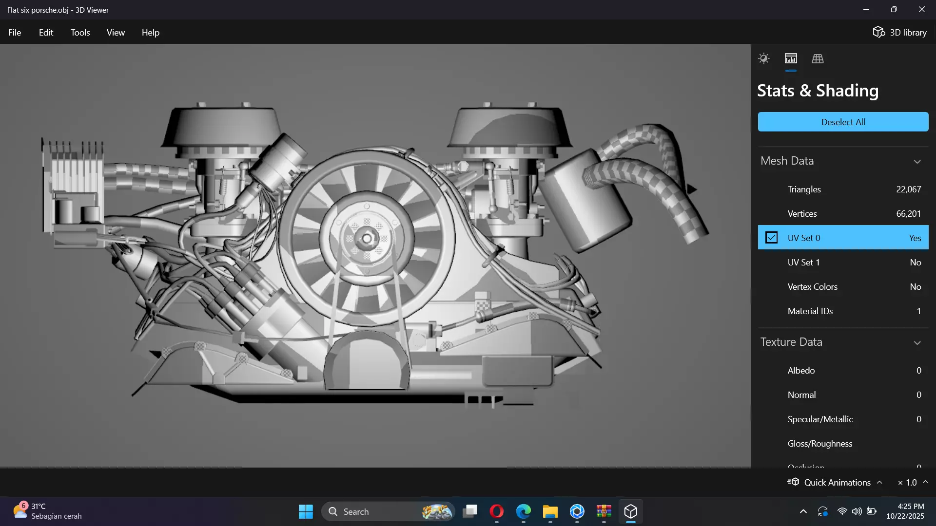 Flat Six Air Cooled Engine Low-poly 3D model_25