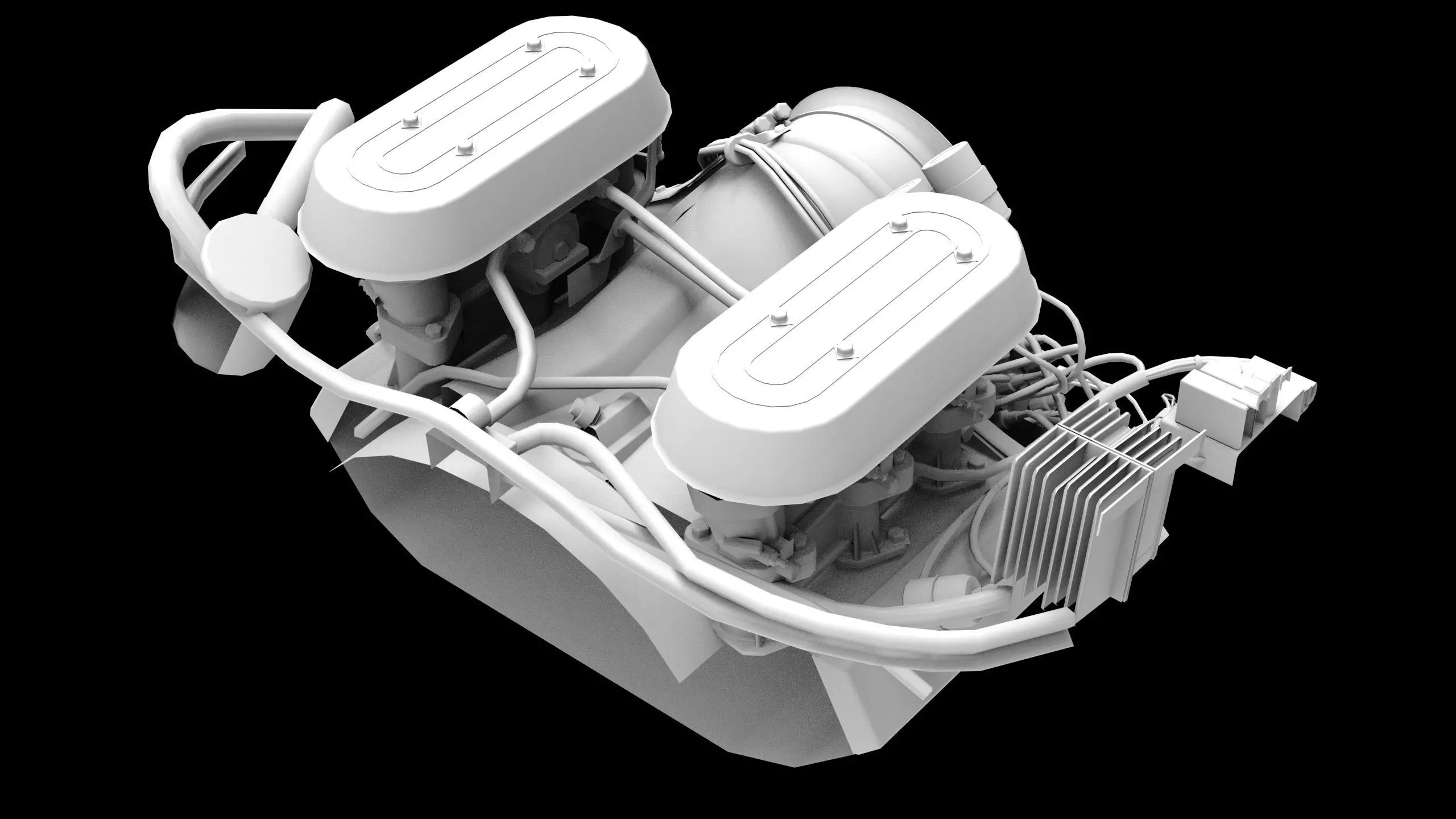 Flat Six Air Cooled Engine Low-poly 3D model_10