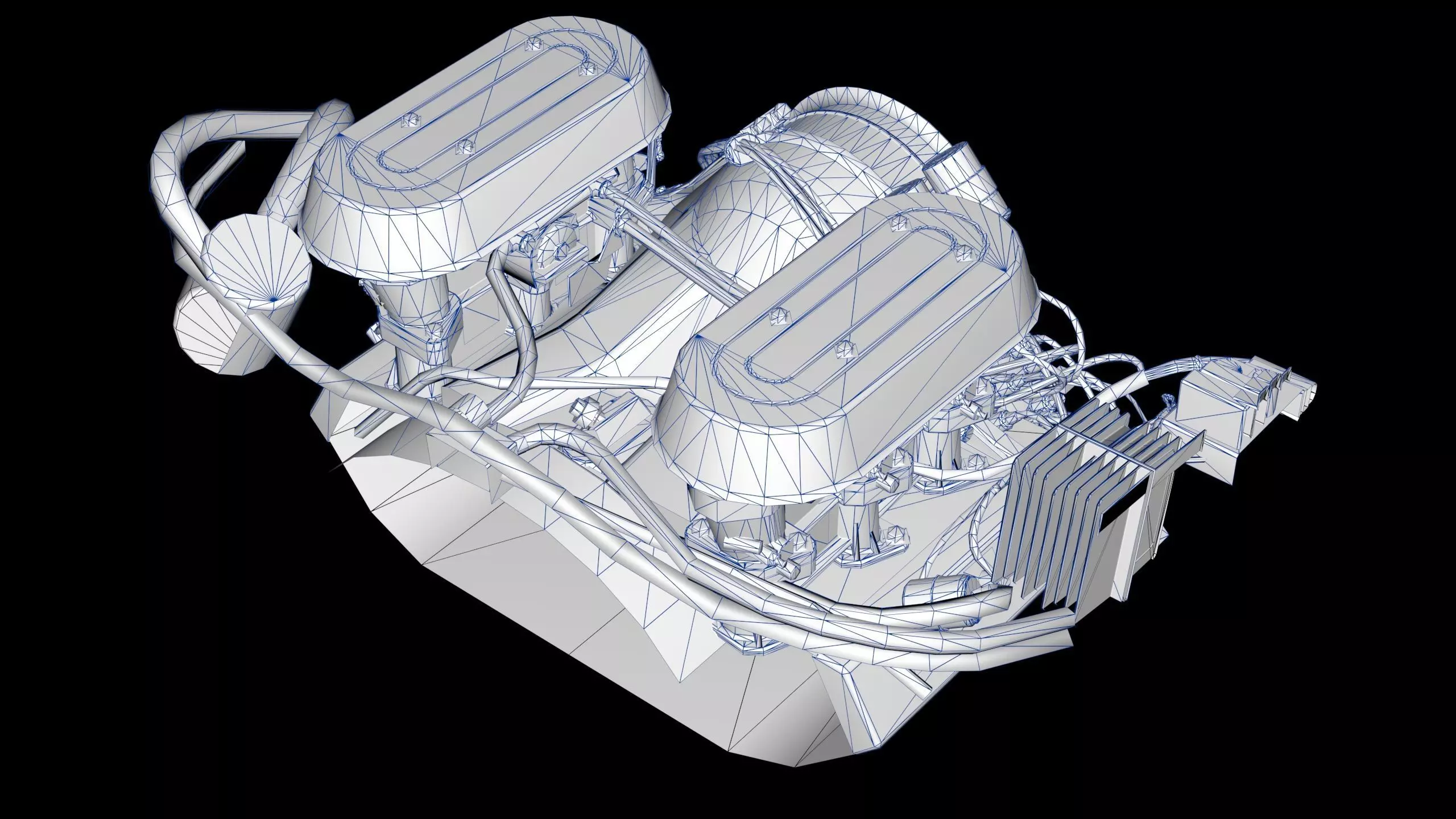 Flat Six Air Cooled Engine Low-poly 3D model_18