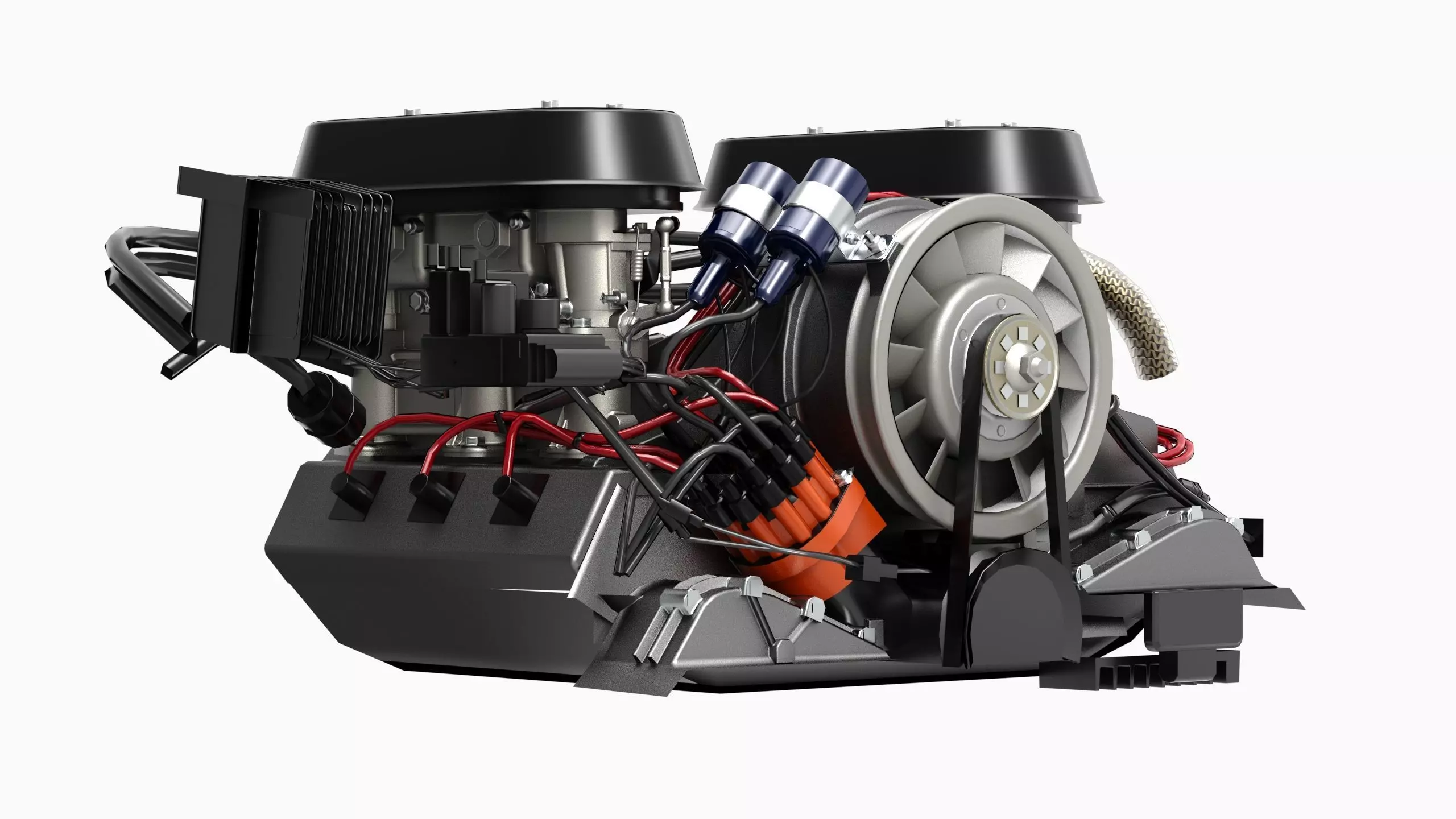 Flat Six Air Cooled Engine Low-poly 3D model_4