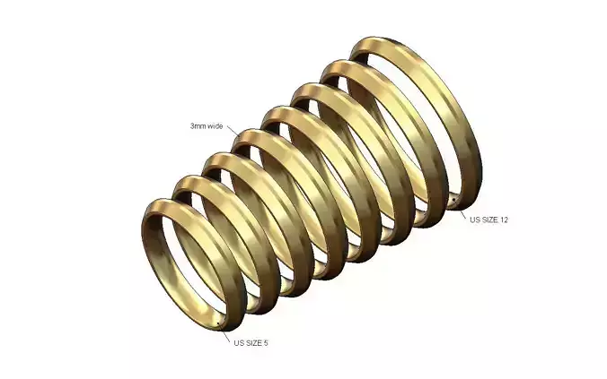 3mm wide flat chamfered comfort fit wedding band US sizes 5to12