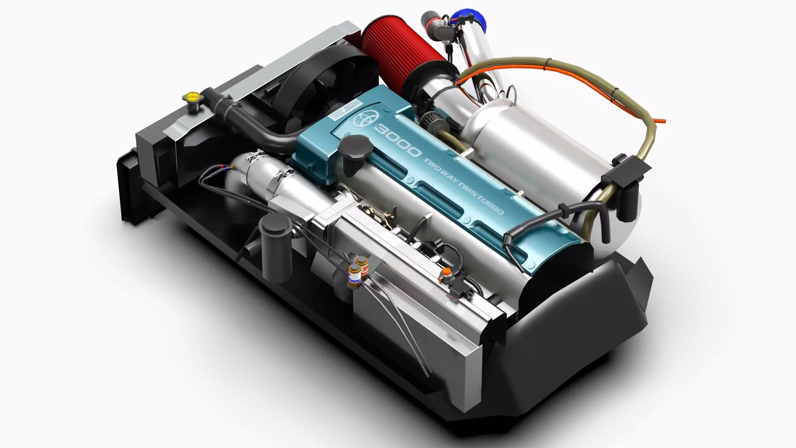 2JZ GTE VVTi Turbo Straight 6 Engine Low-poly 3D model_5