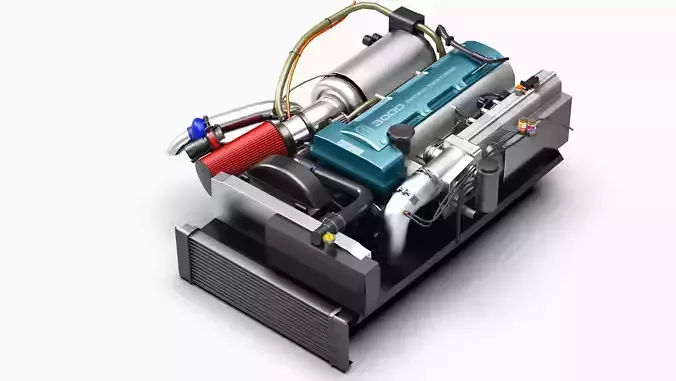 2JZ GTE VVTi Turbo Straight 6 Engine Low-poly 3D model