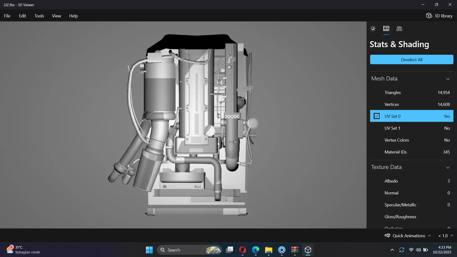 2JZ GTE VVTi Turbo Straight 6 Engine Low-poly 3D model_25