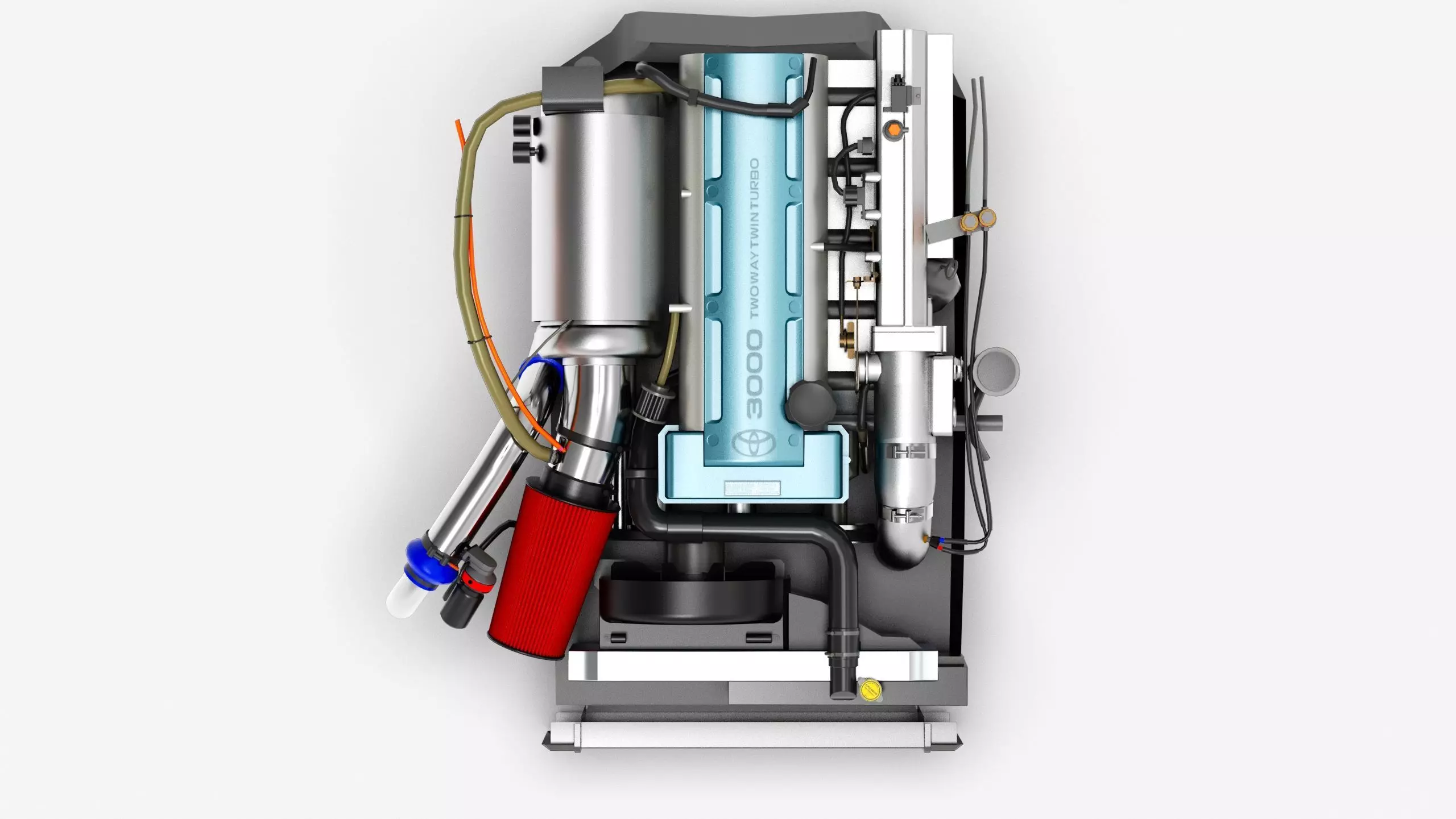 2JZ GTE VVTi Turbo Straight 6 Engine Low-poly 3D model_3