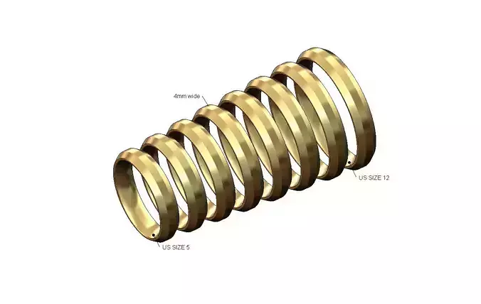 4mm wide flat chamfered comfort fit wedding band US sizes 5to12