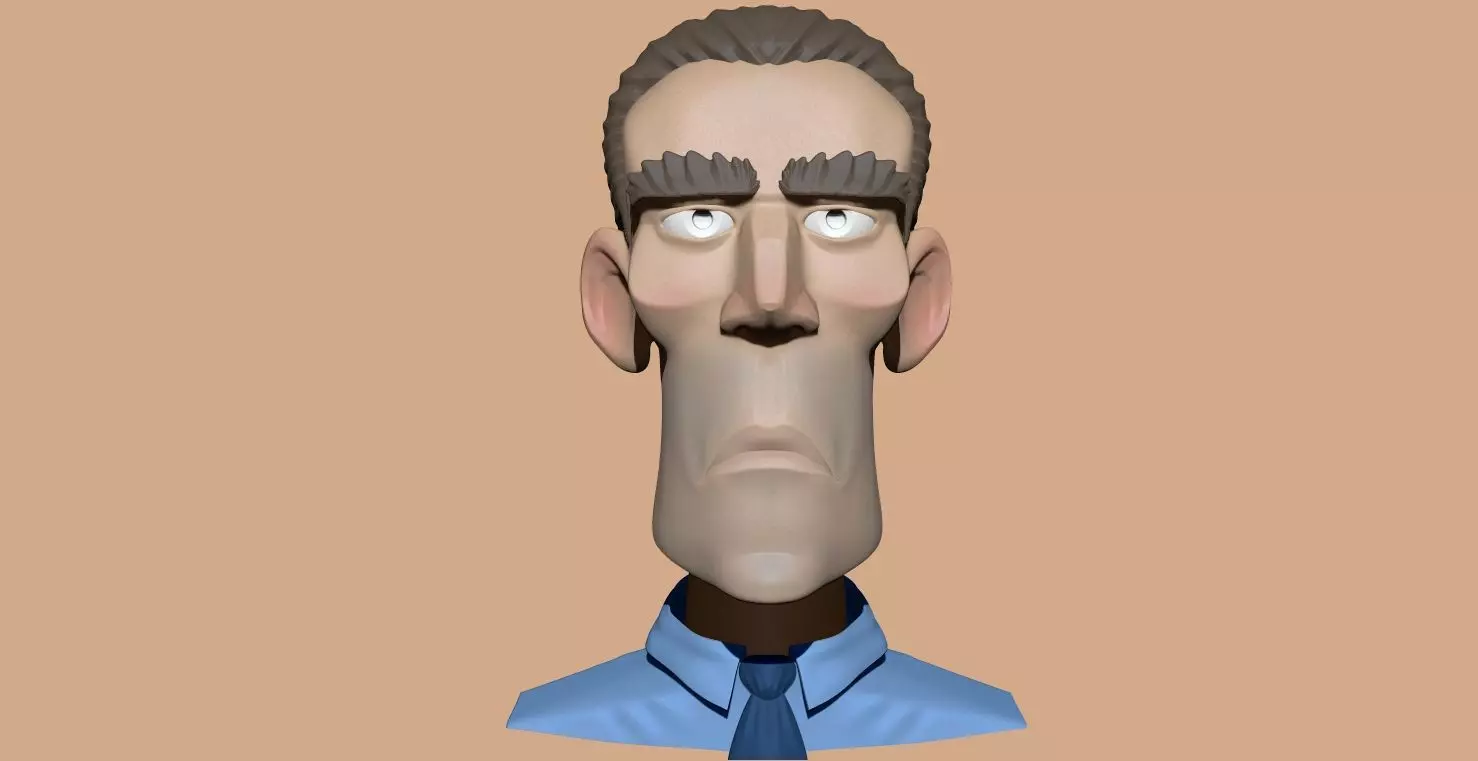 Busto Hombre Cartoon Free low-poly 3D model_0
