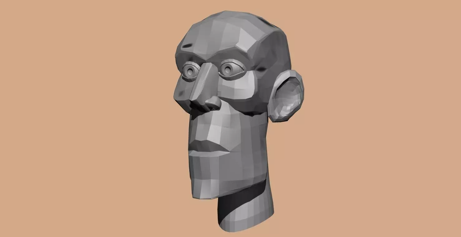 Busto Hombre Cartoon Free low-poly 3D model_1