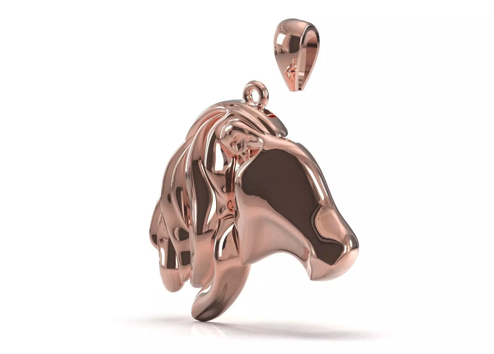 3D Minimalist Horse Head STL 3DM gold Pendant model gp0019 3D print model_12