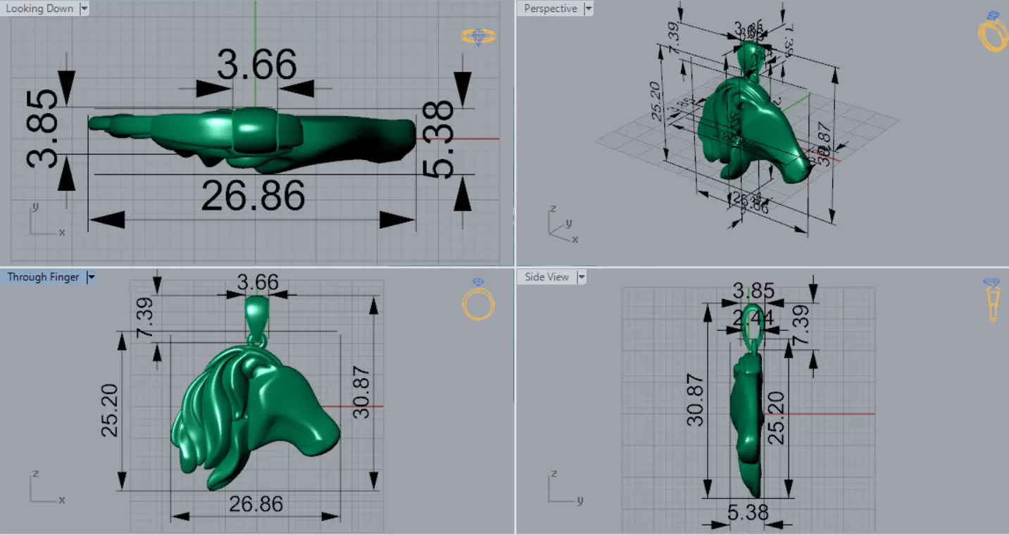 3D Minimalist Horse Head STL 3DM gold Pendant model gp0019 3D print model_8