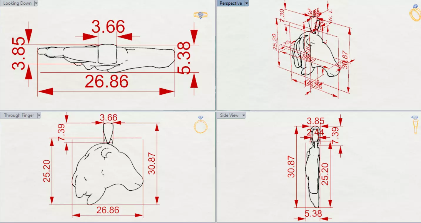 3D Minimalist Horse Head STL 3DM gold Pendant model gp0019 3D print model_18