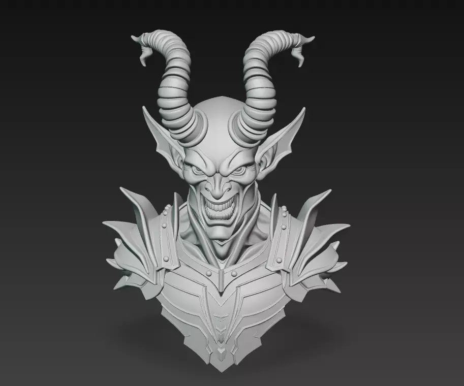 Hellborne Warlord - Demonic Knight Bust 3D Model 3D print model_5
