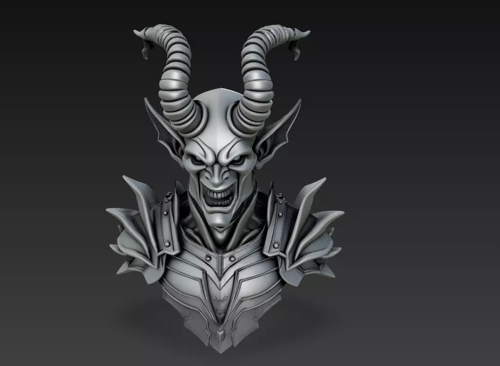 Hellborne Warlord - Demonic Knight Bust 3D Model 3D print model_0