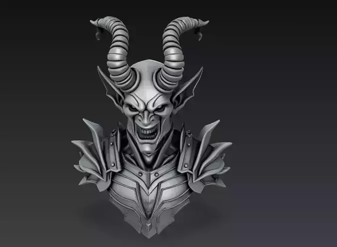 Hellborne Warlord - Demonic Knight Bust 3D Model 3D print model Hellborne Warlord - Demonic Knight Bust 3D Model 3D print model