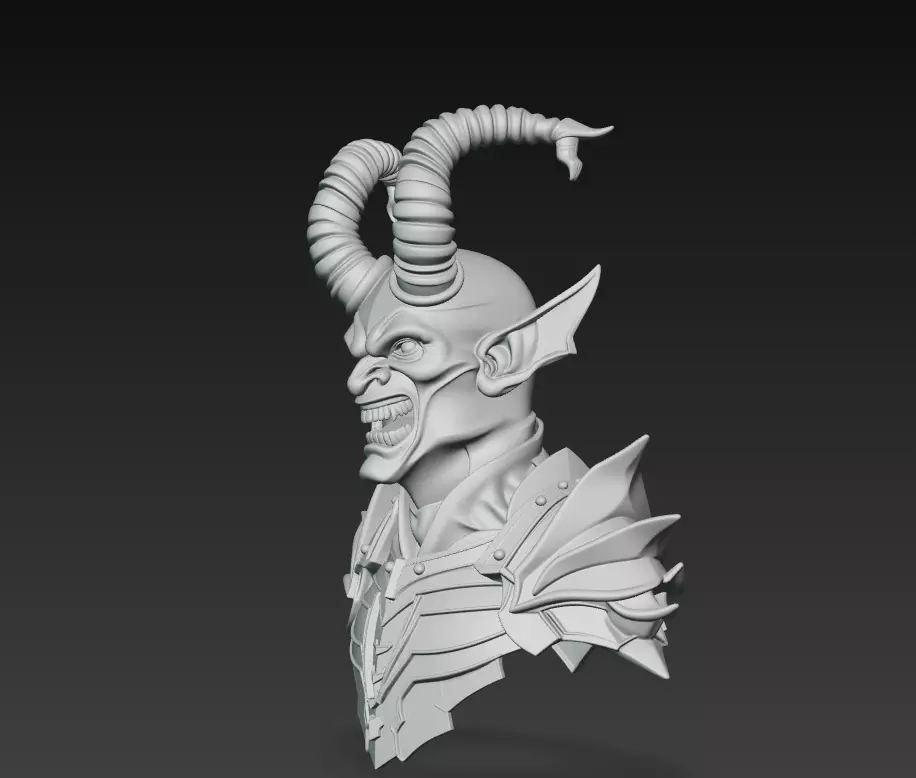 Hellborne Warlord - Demonic Knight Bust 3D Model 3D print model_6