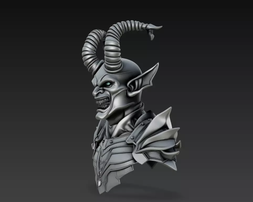 Hellborne Warlord - Demonic Knight Bust 3D Model 3D print model_2