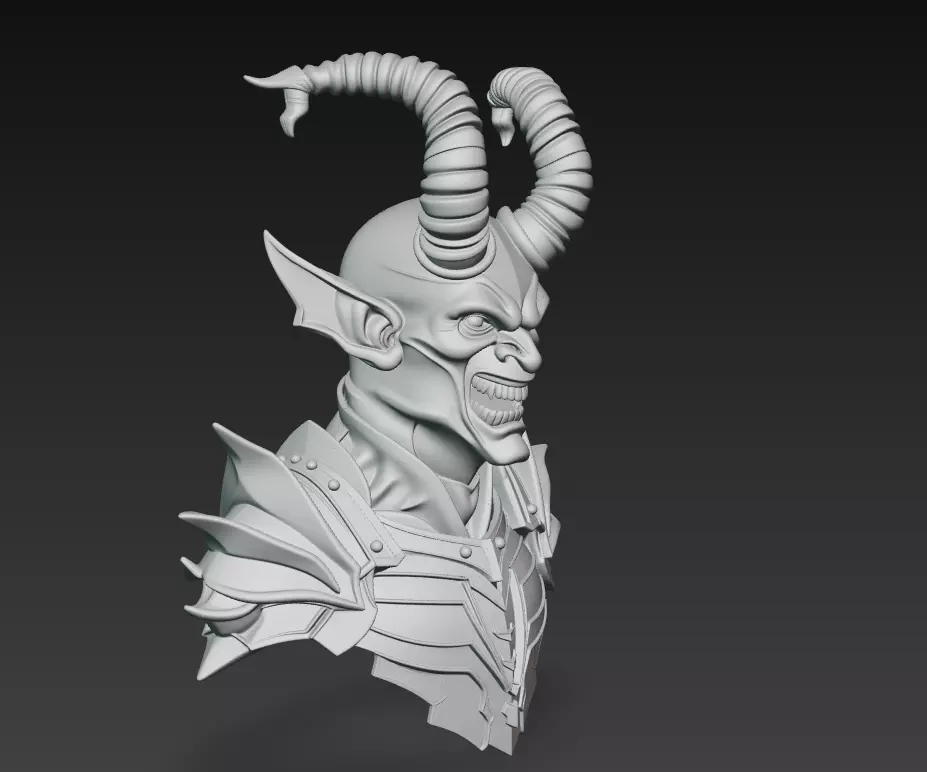 Hellborne Warlord - Demonic Knight Bust 3D Model 3D print model_7