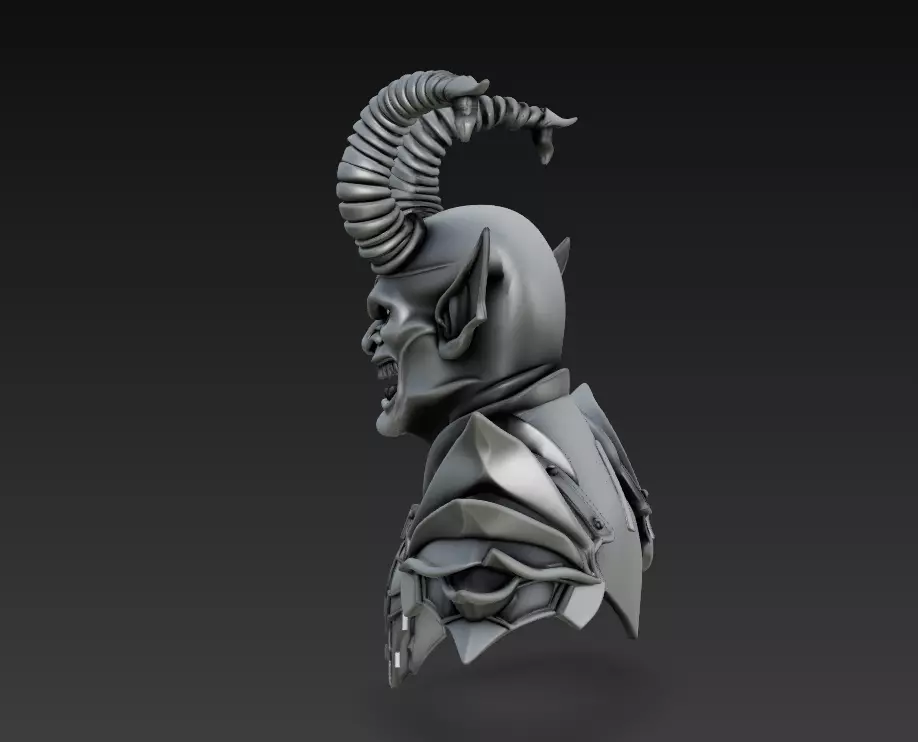 Hellborne Warlord - Demonic Knight Bust 3D Model 3D print model_3