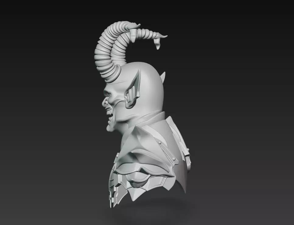 Hellborne Warlord - Demonic Knight Bust 3D Model 3D print model_8