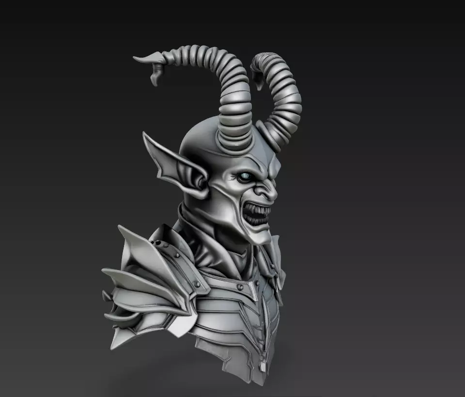 Hellborne Warlord - Demonic Knight Bust 3D Model 3D print model_1