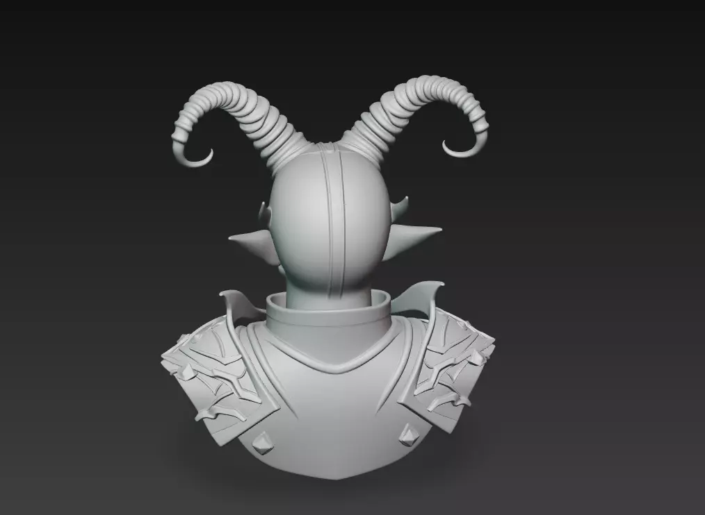 Infernal Commander - Demonic Warlord Bust 3D Model 3D print model_11