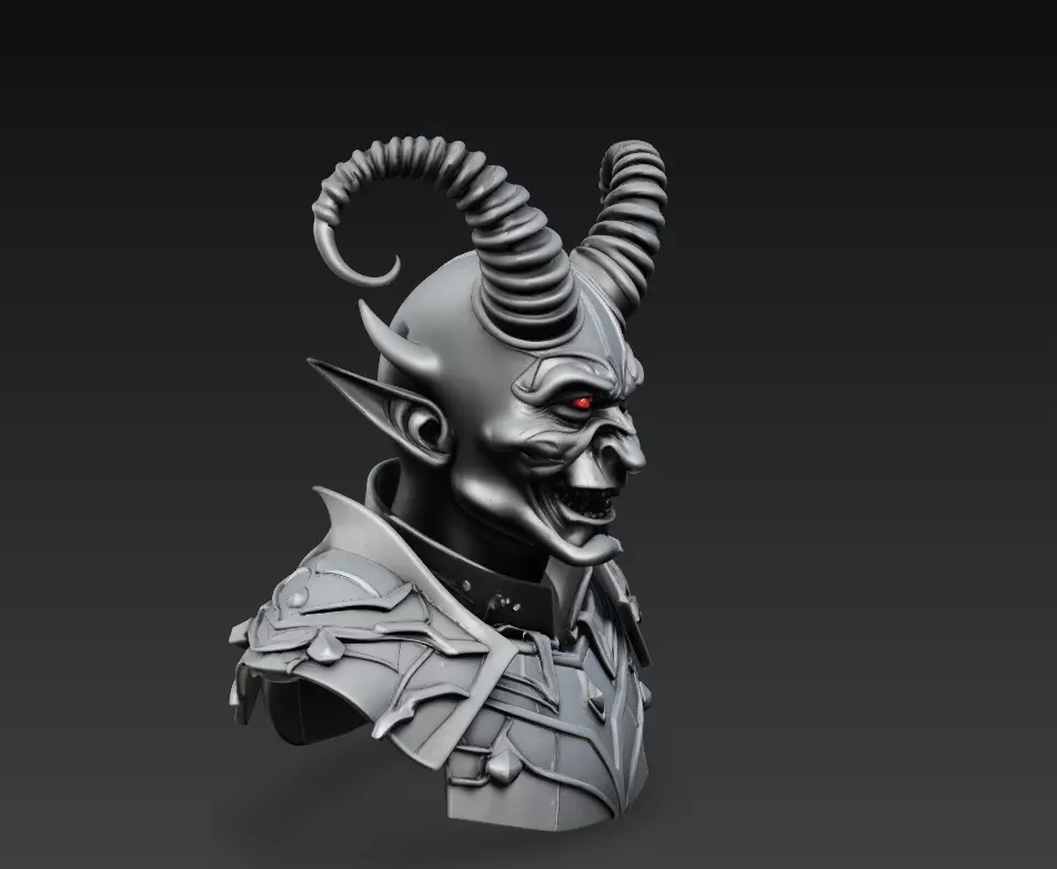 Infernal Commander - Demonic Warlord Bust 3D Model 3D print model_4