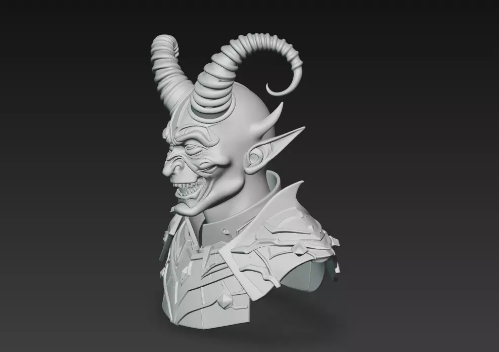 Infernal Commander - Demonic Warlord Bust 3D Model 3D print model_8