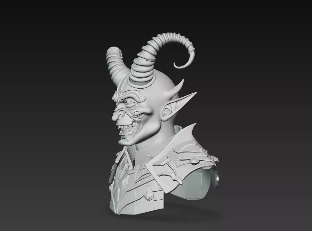 Infernal Commander - Demonic Warlord Bust 3D Model 3D print model_10