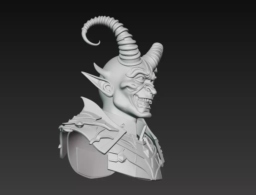 Infernal Commander - Demonic Warlord Bust 3D Model 3D print model_9