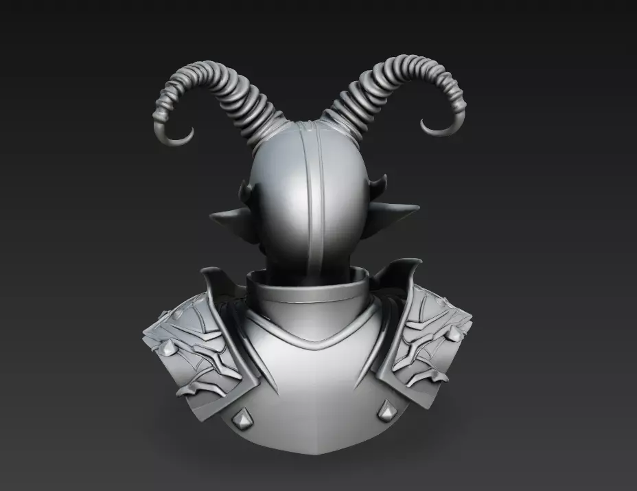Infernal Commander - Demonic Warlord Bust 3D Model 3D print model_5