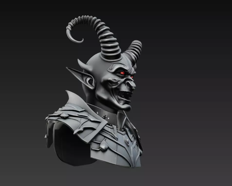 Infernal Commander - Demonic Warlord Bust 3D Model 3D print model_2