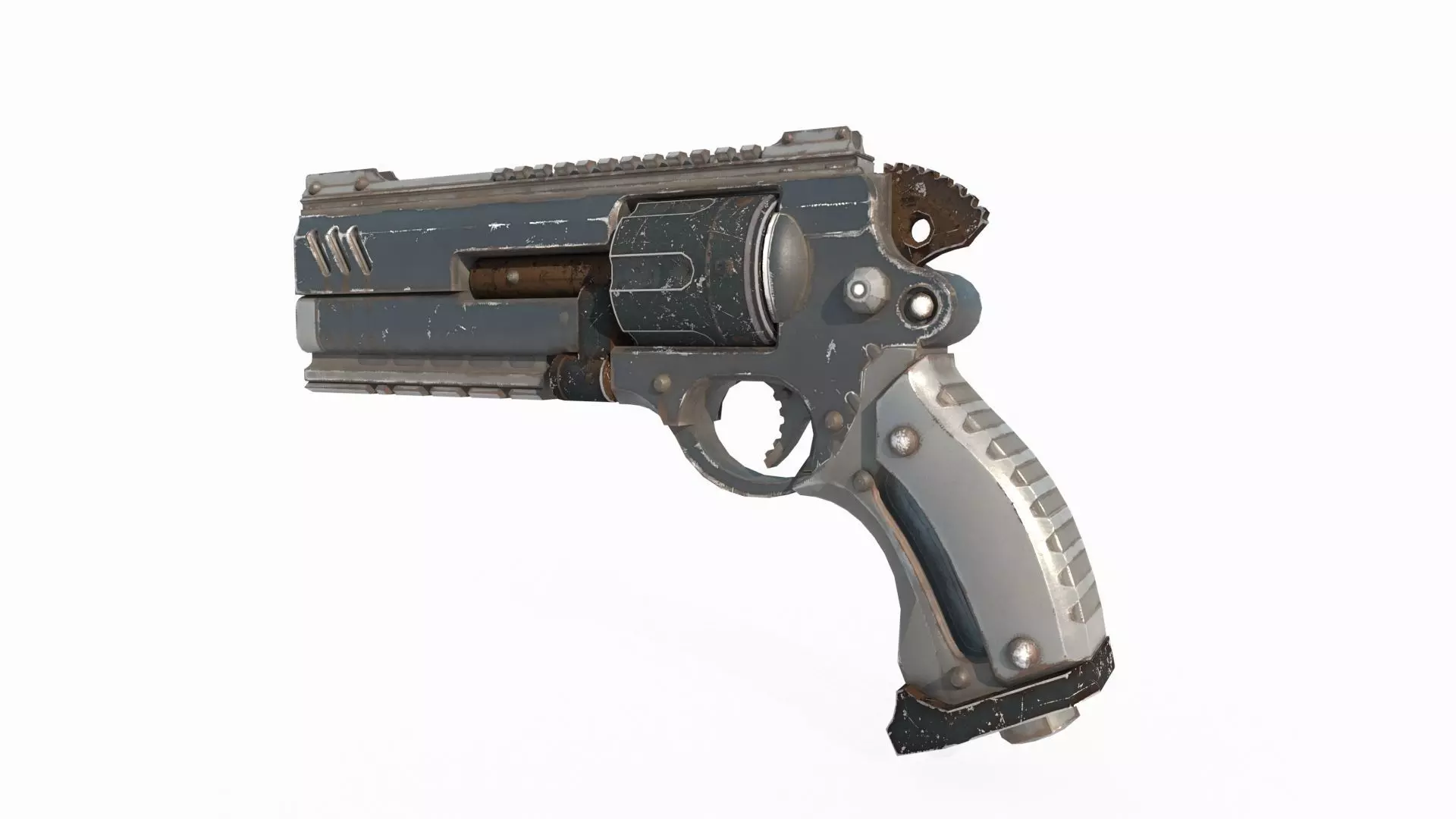 Future apocalypse wasteland style weapon revolver 3D model_0