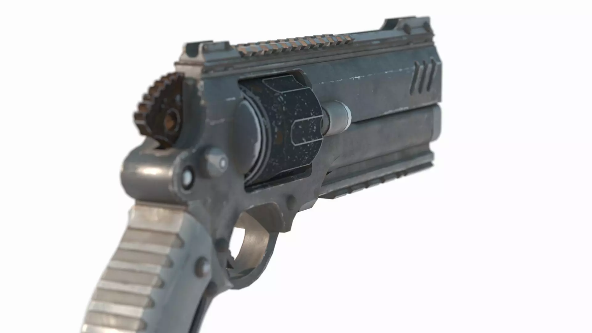 Future apocalypse wasteland style weapon revolver 3D model_7