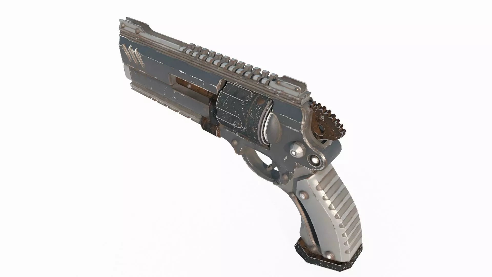 Future apocalypse wasteland style weapon revolver 3D model_2