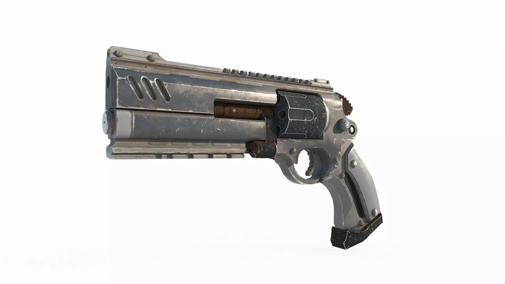 Future apocalypse wasteland style weapon revolver 3D model_9